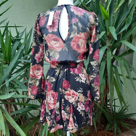 Mini Floral Ruffle Dress Sheer - Picture 3 of 10